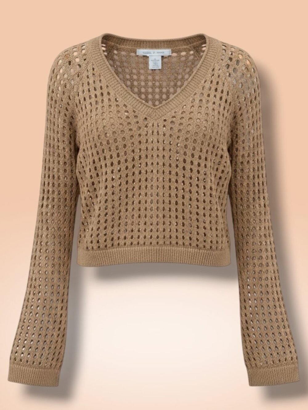 Wild Fable Gold Shimmer Open‎ Weave Cropped Sweater M